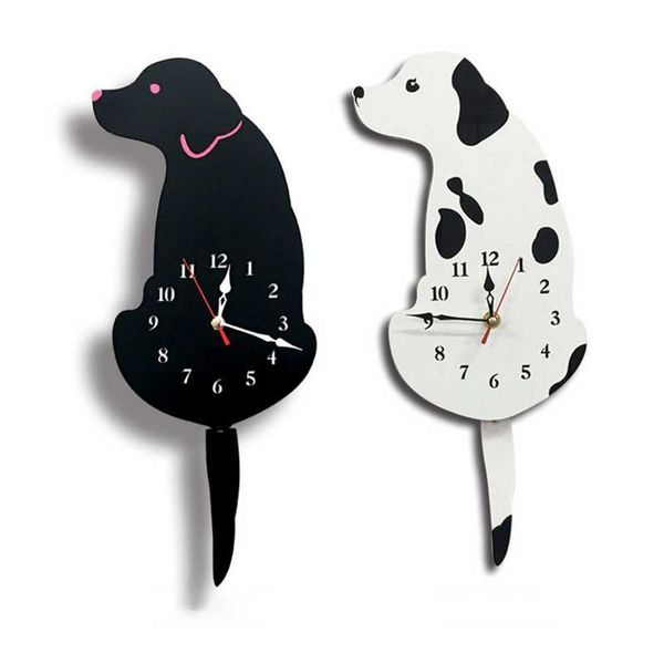 

wall clocks cartoon acrylic wag tail dog innovative clock for living room as gifts