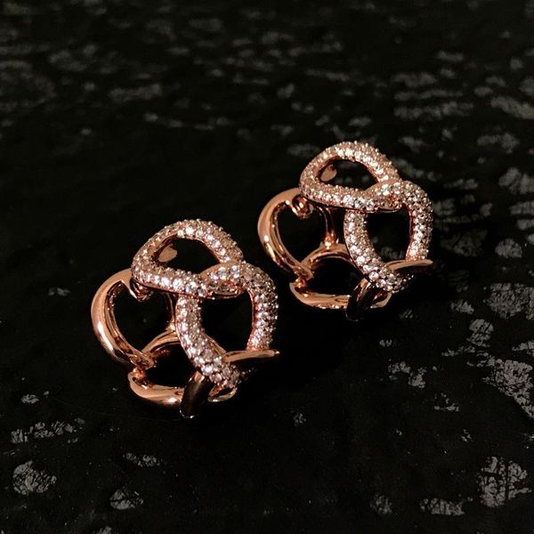 

stud s925 sterling silver interlocking earrings female fashion personality rose gold french bohemian moroccan jewelry, Golden;silver