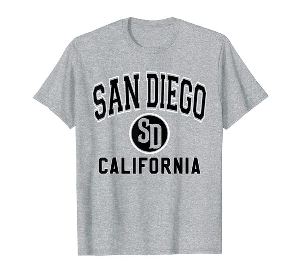 

san diego sd varsity style black print t-shirt, White;black
