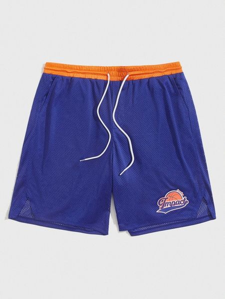 

men letter graphic mesh shorts j7mj#, Black