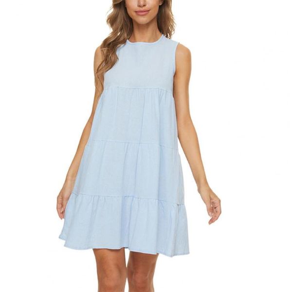 

casual dresses plus size summer dress women solid color loose ladies round neck simple beach wear, Black;gray