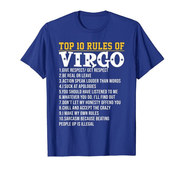 

10 rules of virgo birth day gift t shirt, White;black