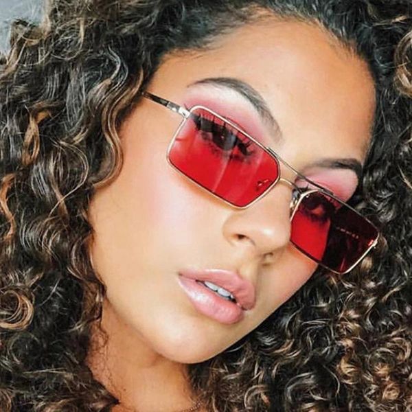 

outdoor eyewear 2021 fashion rimless sunglasses red small rectangle sun glasses traveling style uv400 shades accessories for unisex