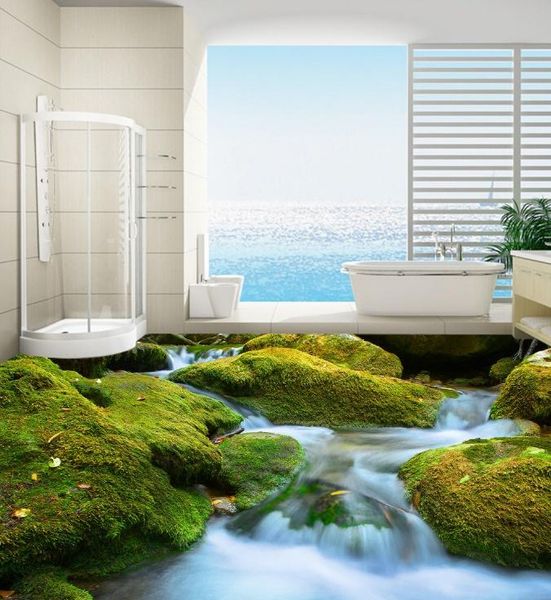 

wallpapers [self-adhesive] 3d running water 1883 floor wallpaper mural wall print decal murals