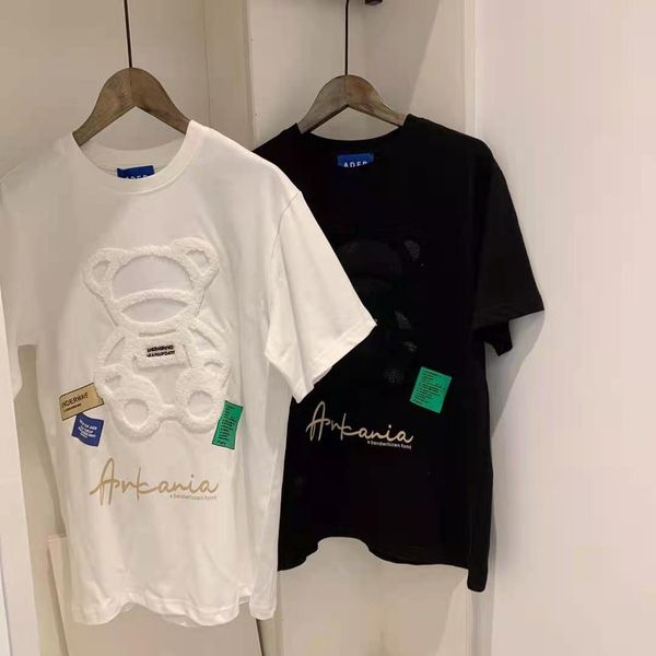 

2021ader erro summer bear three dimensional plush loose men's and women's short sleeve fashion t-shirt, White;black