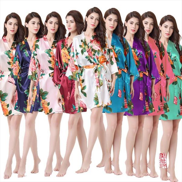 

satin robe ,floral robe,bridesmaid womens sleepwears robes, bride robe,bride robe,bridal party gift, women wedding wq79, Black;red