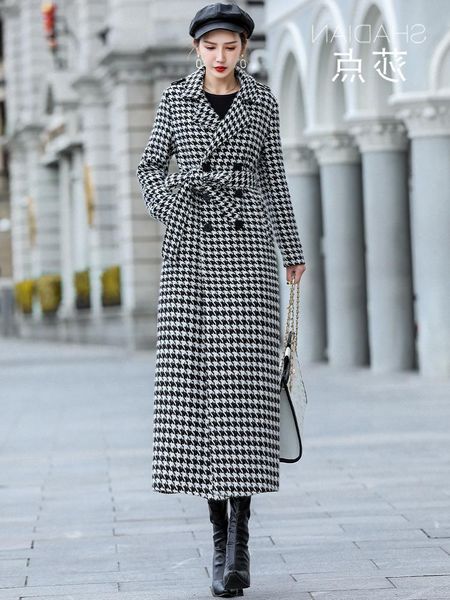 

women's wool & blends shzq tweed coat autumn and winter dress 2021, Black