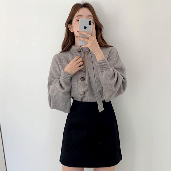 

korean style 2 piece sets womens outfits skirt suit long sleeve v-neck knitted sweater and high waist pencil two set gym clothing, White;black