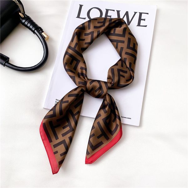 

korean square women' versatile temperament simulation silk 2021 new leisure foreign style small scarf headband, Blue;gray