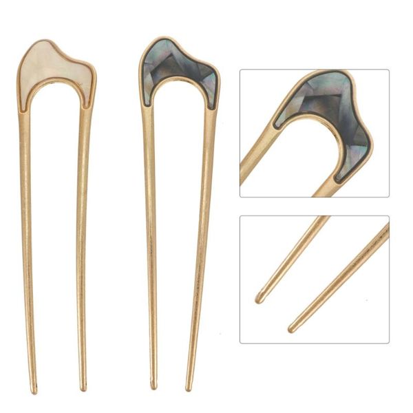 

hair clips & barrettes 2pcs alloy retro sticks u shaped accessories updo chopsticks for lady, Golden;silver