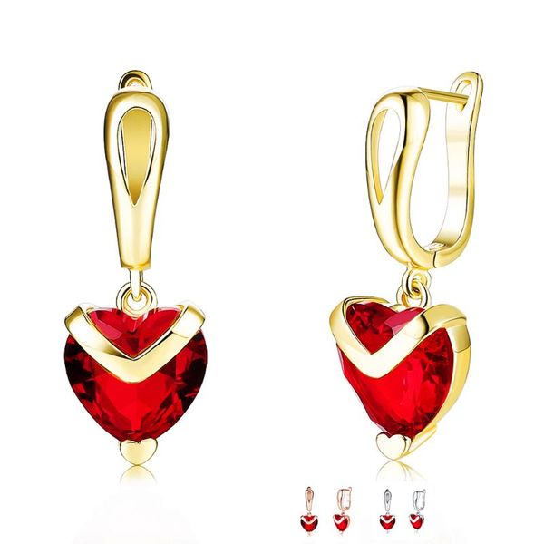 

dangle & chandelier fashion heart shape drop earrings for women luxury cubic zirconia classic earring fine female jewelry accessories trend, Silver