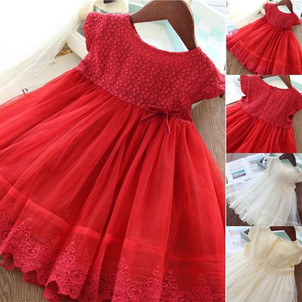 

girl's dresses red girls dress for kids princess lace embroidery birthday wedding party vestidos children christmas clothing, Red;yellow
