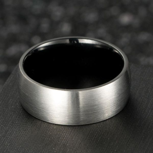 

wedding rings fntycm 8 mm mens band blue black gold stainless steel engagement ring for men brushed mate size 12, Slivery;golden