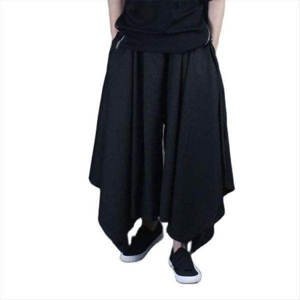

vintage elastic casual baggy hakama women pants hip hop gypsy cotton linen wide legged loose drawstring hiphop, Black