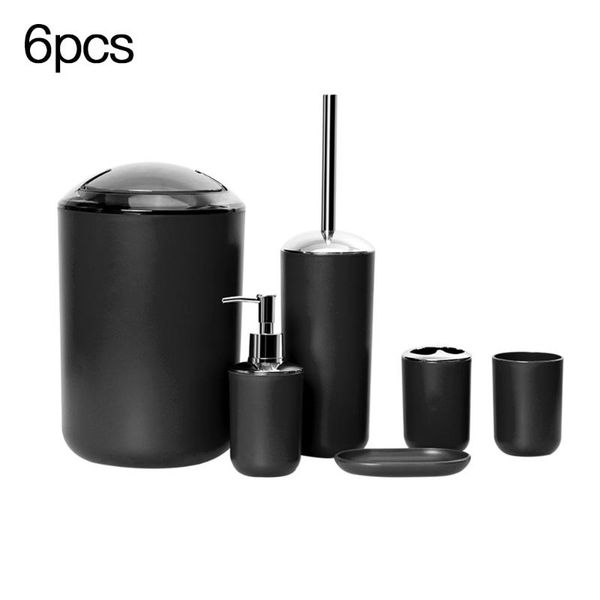 

bath accessory set 6pcs luxury bathroom hardware ccessories plastic toothbrush holder bin soap dish dispenser toilet brush trash tooth mug k