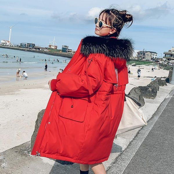 

women's down & parkas parka women winter coats long cotton casual fur hooded jackets thick warm female overcoat coat large size, Black