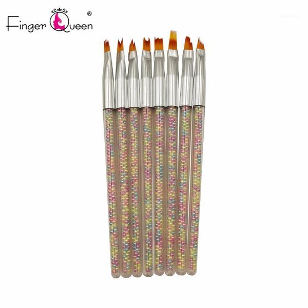 

8pcs nail brush flower painting acrylic uv gel gradient drawing pen rhinestone pearl handle manicure art tool brush1