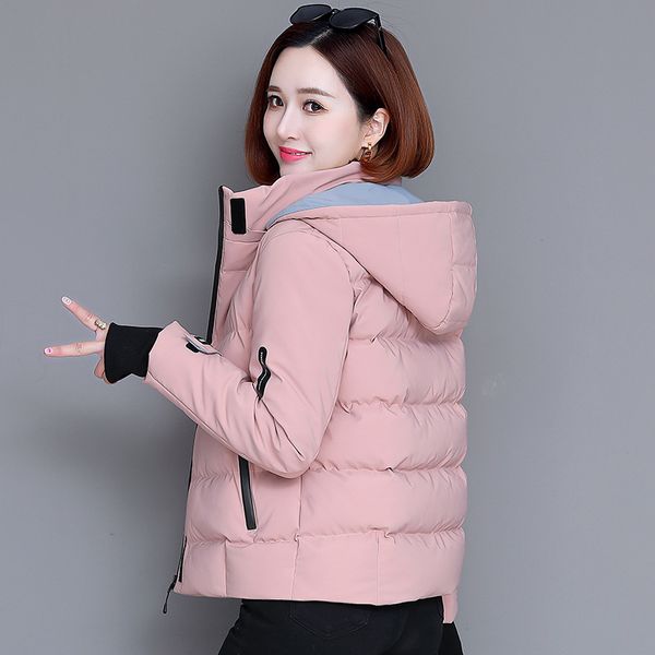 

autumn winter womens jacket hooded short warm down cotton padded jacket female parka jackets women coat outerwear, Black;brown