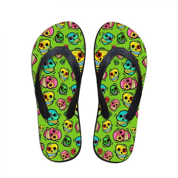 

slippers customized cute cartoon skull prints men's beach fashion non-slip summer casual flip flops flats flipflops man slipper, Black