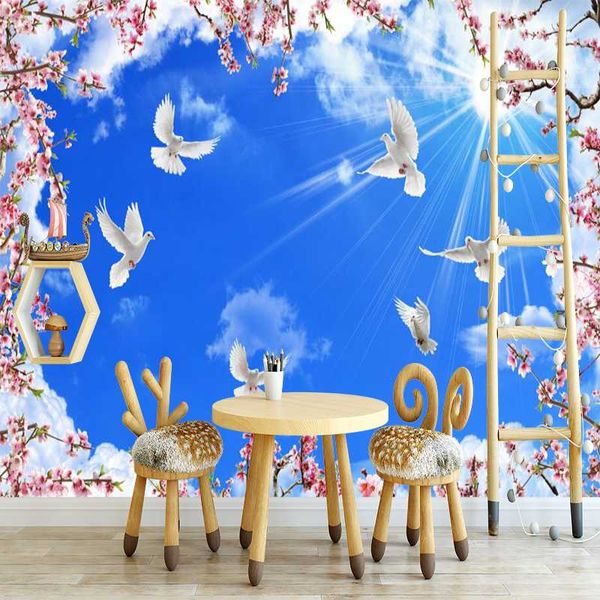 

milofi 3d custom wallpaper sunshine flying pigeon illustration wallpapers