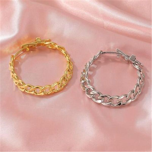 

link, chain punk curb cuban strap buckle bracelets set for women miami boho thick gold color charm bangles fashion jewelry, Black