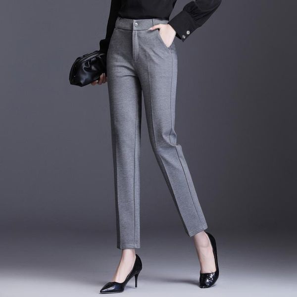 

women's pants & capris autumn spring office ladies business casual formal dress women black grey white skinny suit womens slim work tro, Black;white