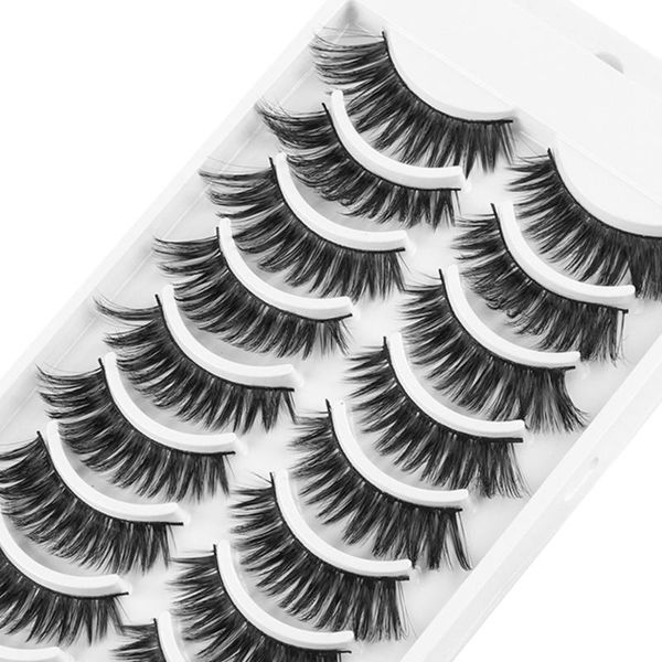 

false eyelashes 10 pairs 3d soft mink hair wispy fluffy crisscross natural long lashes handmade extension makeup tools