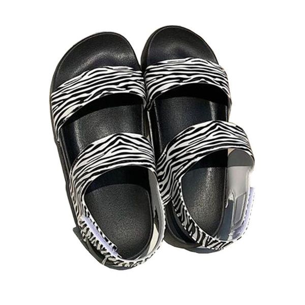 

sandals women flat causal summer shoes beach fashion striped pattern pvc, Black