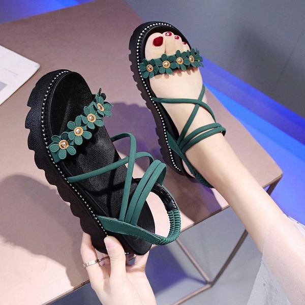 

waterproof women fashion sandals hard-wearing non-slip open toe beach shoes summer all-match cutout casual women's, Black