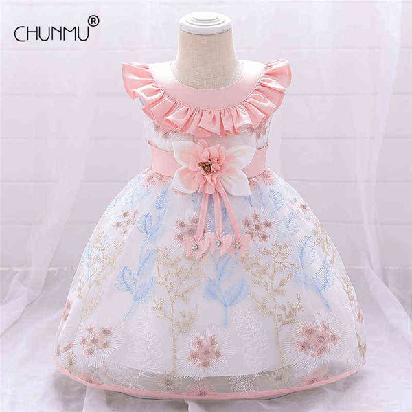 Baby Girl Infant Princess Dress Lace Foral Baby Girl Party Dress Toddler Battesimo Custumes Kids Dress for First Year Birthday G1129