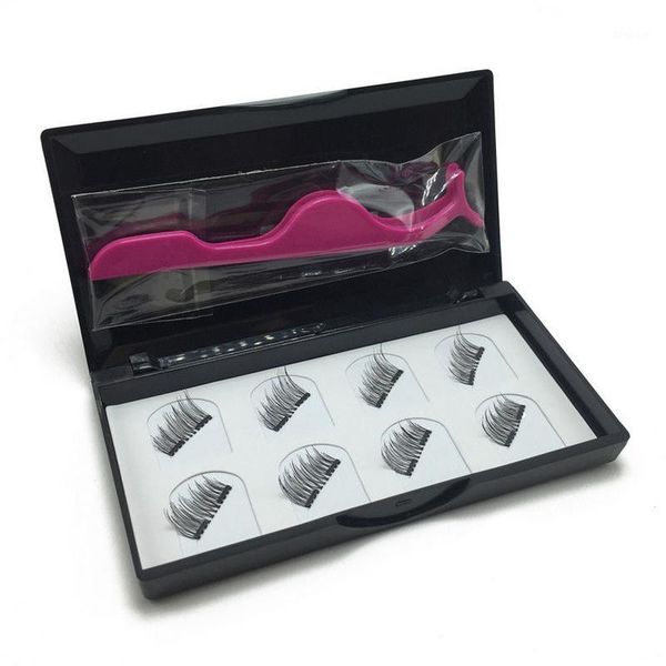 

pcs magnetic eyelashes reusable double magnet false eye lashes & tweezer1