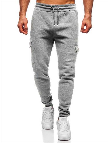 

fashion fall winter casual multi women pants pocket loose beamed overalls run jogging fitness sweatpants sports trousers, Black