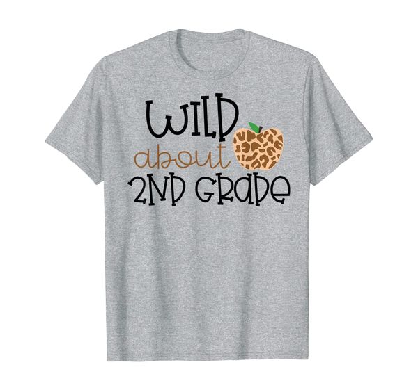 

wild about 2nd grade leopard print school teacher kid shirt, White;black