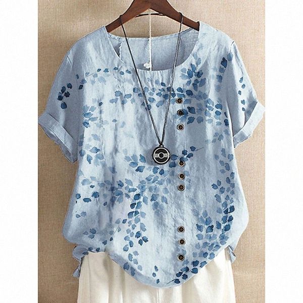 

women's plus size blouse shirt leaf short sleeve crewneck basic daily going out cotton spring summer light yellow white o3sr#, Black