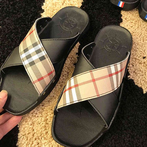 

slippers men summer shoes 2021 new fashion personality outdoor anti slip cross strap flip flop, Black
