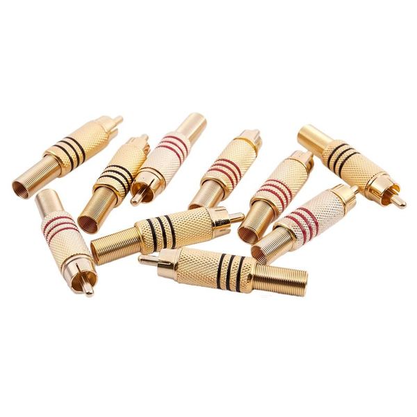 

audio cables & connectors 10pcs gold tone male rca plug o connector metal spring adapter