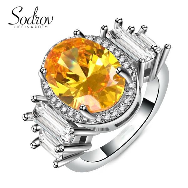 

wedding rings 2021 fashion big yellow cz jewelry for women accessories ring, Slivery;golden