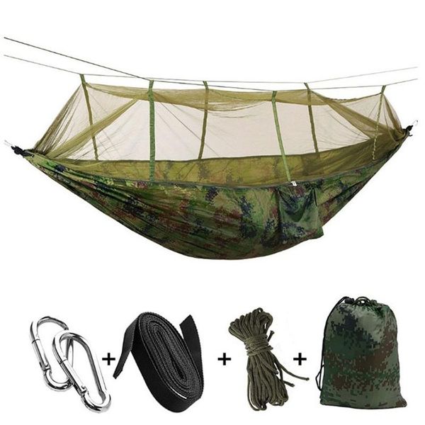 

hammocks outdoor portable double camping hammock with mosquito net high strength parachute fabric hanging bed hunting sleeping swing