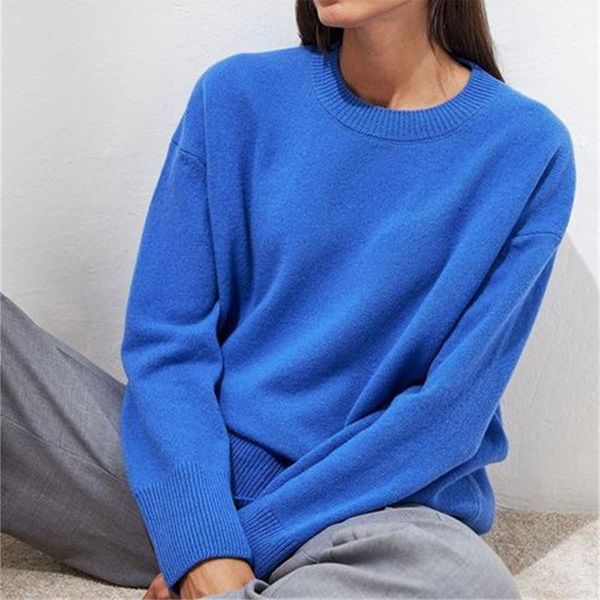 

women's sweaters 2021 women sweater korean solid oversize o-neck ladies knitted pullover casual all-match warm soft female outer top, White;black