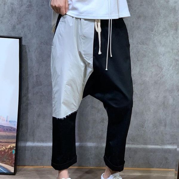 

women's pants & capris lanmrem 2021 cross-pants female autumn korean version of loose color matching hanging neutral harlan nine pb843, Black;white