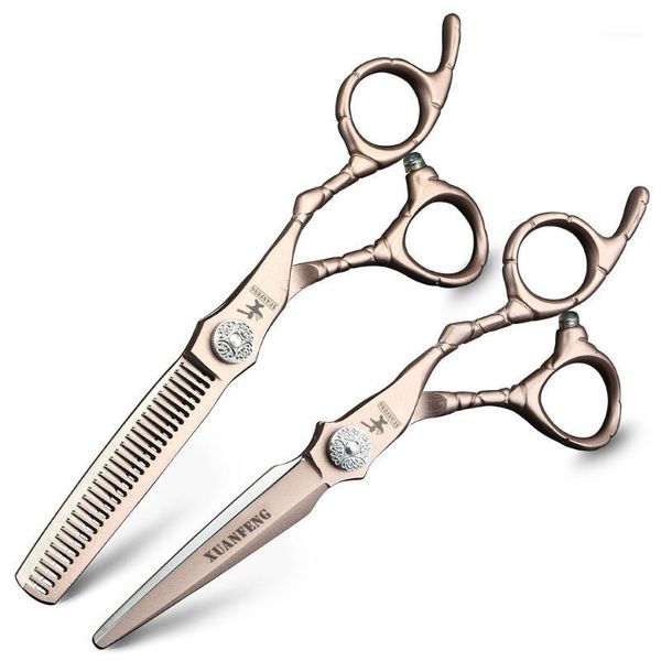 

pink 6 inch professional hair scissors japanese 440c cutting and thinning set salon styling tools1