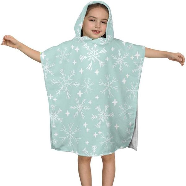 

towel mint cute winter snowflake kids hooded bath for children