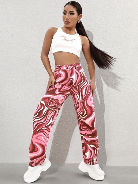 

allover print wide leg jeans j2wz#, Blue