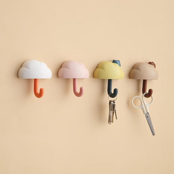 

hooks & rails 3 pcs cute cloud shape adhesive wall damage-hanging towel key hook for home kitchen bathroom entrace hall