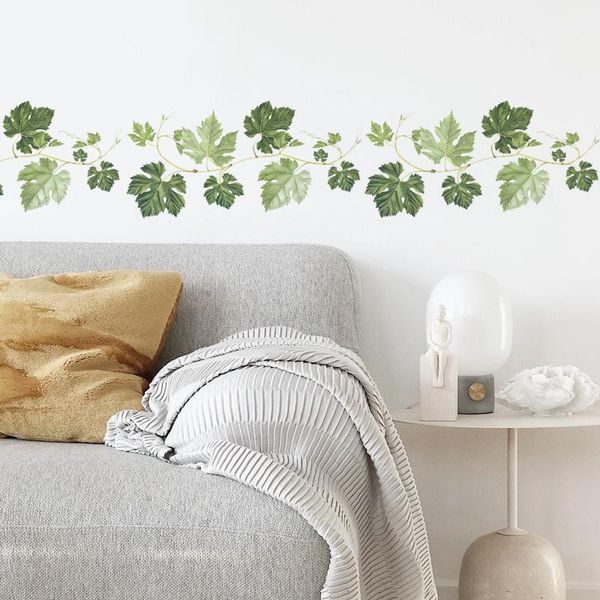 

wall stickers green leaf vine baseboard bedroom living room corner decoration art mural skirting wallpaper home decor