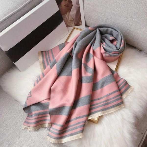 

scarves cashmere scarf for women pashmina shawls wraps thick warm hijab design winter poncho stoles blanket gift, Blue;gray
