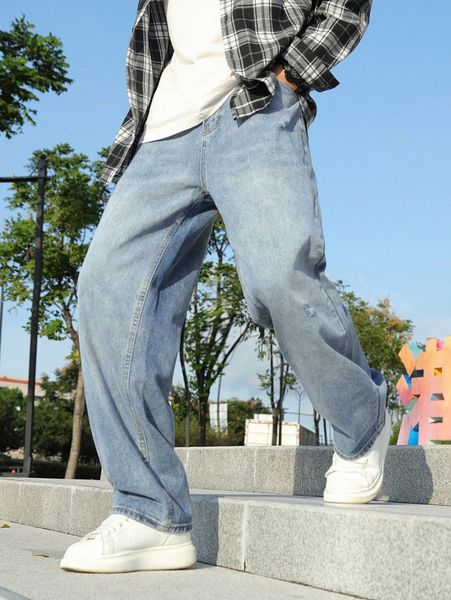 

men ripped bleach wash jeans b9rc#, Blue