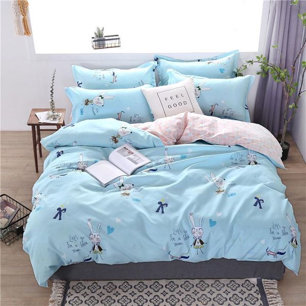 

bedding sets blues style 4pcs set cotton bed cover sheet duvet pillowcase linen bedclothes