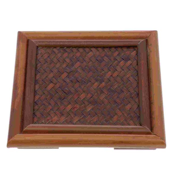

mats & pads 1pc bamboo cup mat drink tea ware household (dark wood color)