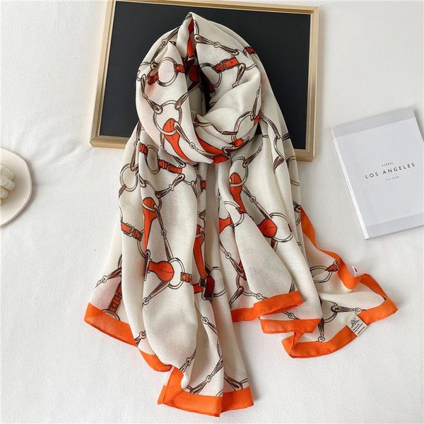 

scarves women scarf winter cotton viscose pashmina hijab 2021 print chain large warm beach shawl and wrap headscarf bandana, Blue;gray